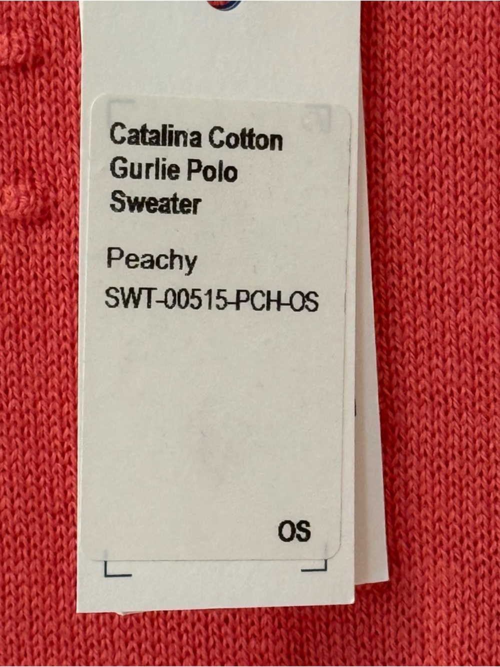 Mersea Catalina Cotton Gurlie Polo Peach Knit Sweater OS NWT  ($118) - Picture 4 of 9